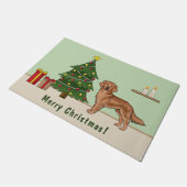 Rode Golden Retriever hond met kerstboom Deurmat (Schuin)
