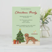 Rode Golden Retriever hond met kerstboom groen Kaart (Staand voorkant)