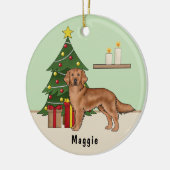 Rode Golden Retriever hond met kerstboom groen Keramisch Ornament (Links)