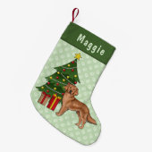 Rode Golden Retriever hond met kerstboom Kleine Kerstsok (Voorkant (Hangend))
