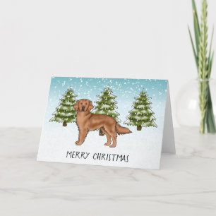 Rode Golden Retriever Hond Winter Vrolijk Kerstfee Kaart