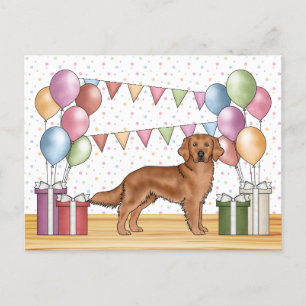 Rode Golden Retriever kleurrijke pastel verjaardag Briefkaart