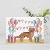 Rode Golden Retriever kleurrijke pastel verjaardag Kaart (Staand voorkant)