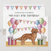 Rode Golden Retriever kleurrijke pastel verjaardag Kaart (Voorkant / Achterkant)