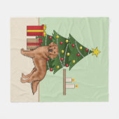 Rode Golden Retriever met groene kerstboom Fleece Deken (Voorkant (Horizontaal))
