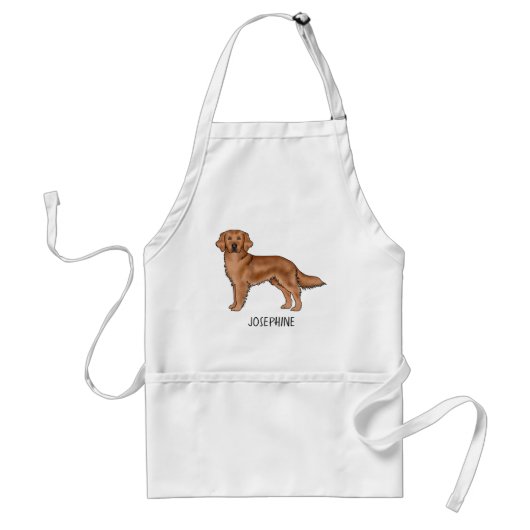 Rode Golden Retriever Mopshond Met Aangepaste Naam Standaard Schort (Voorkant)