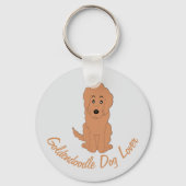 Rode Goldendoodle Hond Design Elke Kleur Achtergro Sleutelhanger (Voorkant)