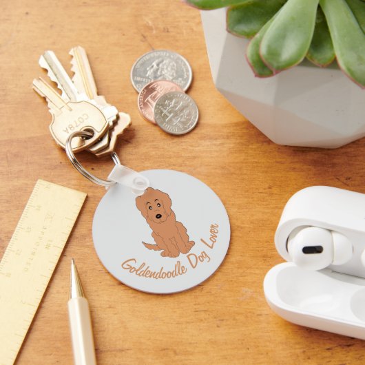 Rode Goldendoodle Hond Design Elke Kleur Achtergro Sleutelhanger (Bureau)
