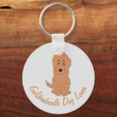 Rode Goldendoodle Hond Design Elke Kleur Achtergro Sleutelhanger (Voorkant)