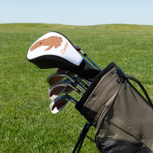 Rode Goldendoodle Hond Ontwerp Elke Kleur Achtergr Golfheadcover (Insitu)