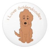 Rode Goldendoodle Hond Ontwerp Keramische Knop (Voorkant)