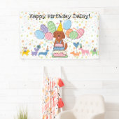 Rode Goldendoodle Hond Verjaardagsfeest Spandoek (Insitu)
