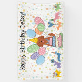 Rode Goldendoodle Hond Verjaardagsfeestje Spandoek (Verticaal)