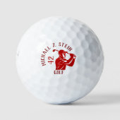 Rode Golf Speler Icoon, Naam en Leeftijd Golfballen (Voorkant)