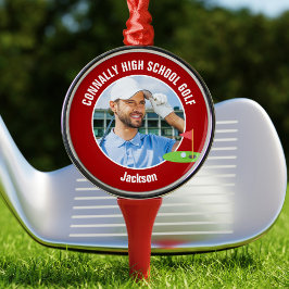 Rode Golfer Foto Hoge School Golf Team Kerstmis Metalen Ornament