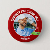 Rode Golfer Foto Hoge School Golft Team Ronde Button 5,7 Cm (Voorkant)