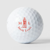 Rode Golfer Initialen Naam Gepersonaliseerd Golfballen (Voorkant)