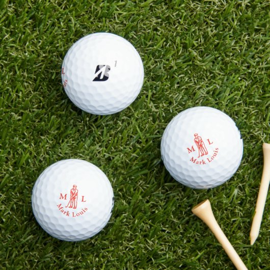 Rode Golfer Initialen Naam Gepersonaliseerd Golfballen (Insitu Gras)