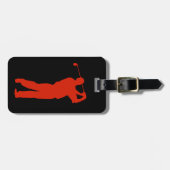 Rode Golfer op zwart Bagagelabel (Voorkant horizontaal)