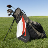 Rode Golfer op zwart wit Golfhanddoek (Groen)