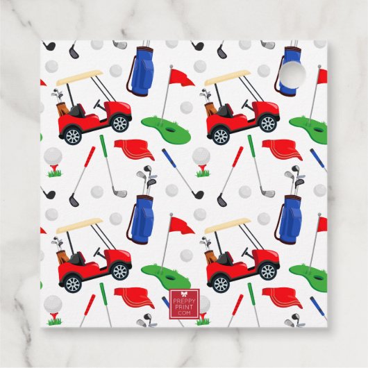 Rode golfkar gepersonaliseerd bedankjes labels (Achterkant)