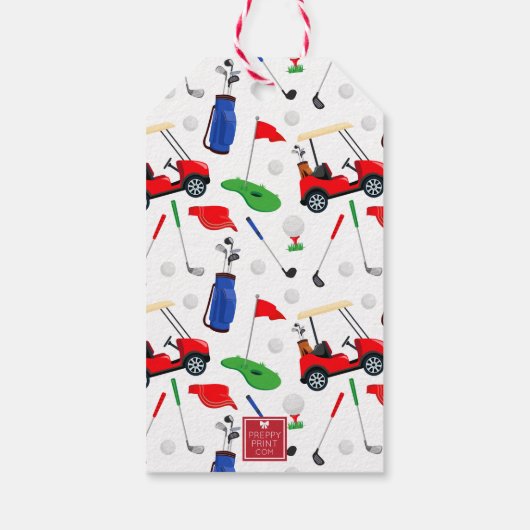 Rode golfkar gepersonaliseerd cadeaulabel (Achterkant)