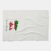 Rode golfkar met kerstboom | alabast theedoek (Horizontaal)