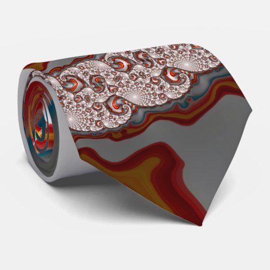 Rode golven 2 Abstracte fijne fractale kunst Stropdas (Opgerold)