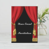 Rode gordijn uitnodiging (Staand voorkant)