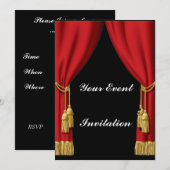 Rode gordijn uitnodiging (Voorkant / Achterkant)