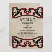 Rode Gothe Swirls Save the Date Uitnodiging (Voorkant / Achterkant)