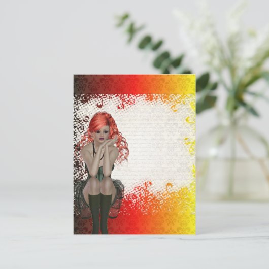 Rode gothic briefkaart (Staand voorkant)