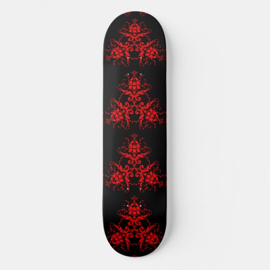 Rode Gothic Damask Persoonlijk Skateboard (Voorkant)