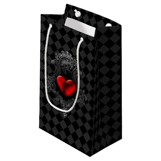 Rode Gothic hart geschenk tas Klein Cadeauzakje (Voorkant Gekanteld)