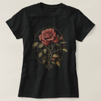 Rode Gothic Roos Bloemen Hekserij Gotische Estheti T-shirt