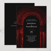 Rode Gothische Arch Elegant Weddenschap Donker Zwa Kaart (Voorkant / Achterkant)