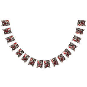 Rode Gotische Draak Geborduurde Banier Vlaggetjes