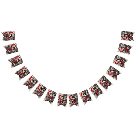 Rode gotische draak geborduurde banier vlaggetjes (Alle)