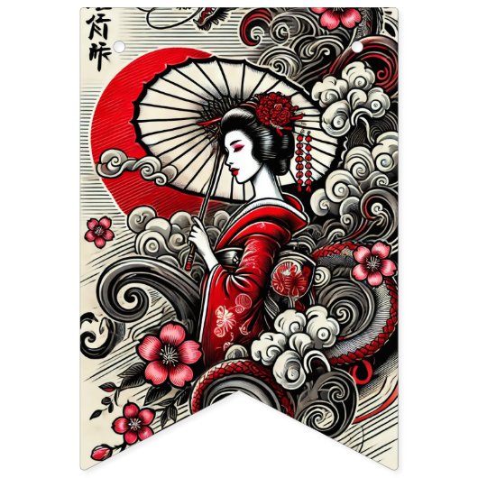 Rode gotische draak geborduurde banier vlaggetjes (Tweede vlag)