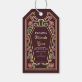Rode Gotische Kist Roos bruiloft Dank u Cadeaulabel (Achterkant)