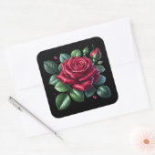 Rode Gotische Roos Vierkante Sticker (Envelop)