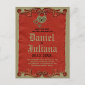 Rode Gotische Skelet Key bewaart de datum Briefkaart (Voorkant)