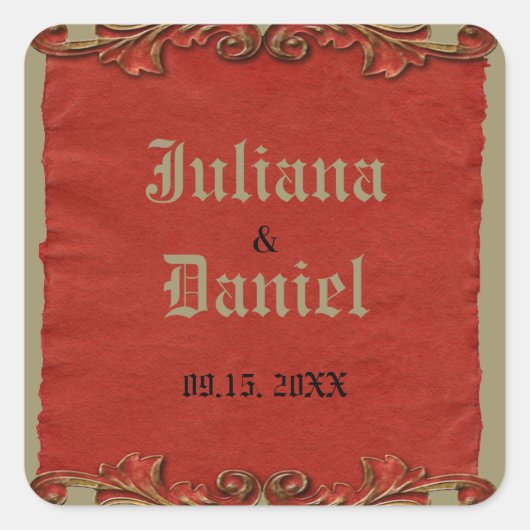 Rode  Gotische Skelet Key bewaart de datum Vierkante Sticker (Voorkant)