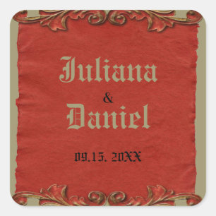 Rode  Gotische Skelet Key bewaart de datum Vierkante Sticker