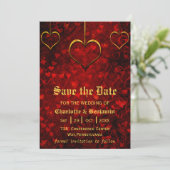 Rode Gotische Trouwkaart Opslag Datum Save The Date (Staand voorkant)