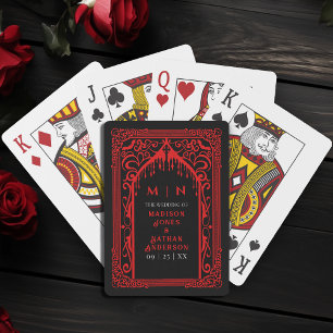 Rode Gotische Vampier Kathedraal Wedding Favoriet Pokerkaarten