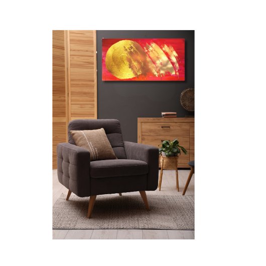 Rode Goud Abstracte Kunst Opgespannen Canvasprint Canvas Afdruk