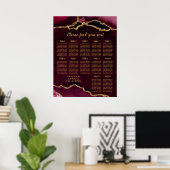 Rode Goud Agaat Trouw Stoelenkaart 12 Tafels Poster (Thuiskantoor)