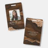 Rode Goud Agate Marmer Zakelijk Bedrijfs ID Badge (Voor- en achterkant)