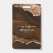 Rode Goud Agate Marmer Zakelijk Bedrijfs ID Badge (Achterkant)